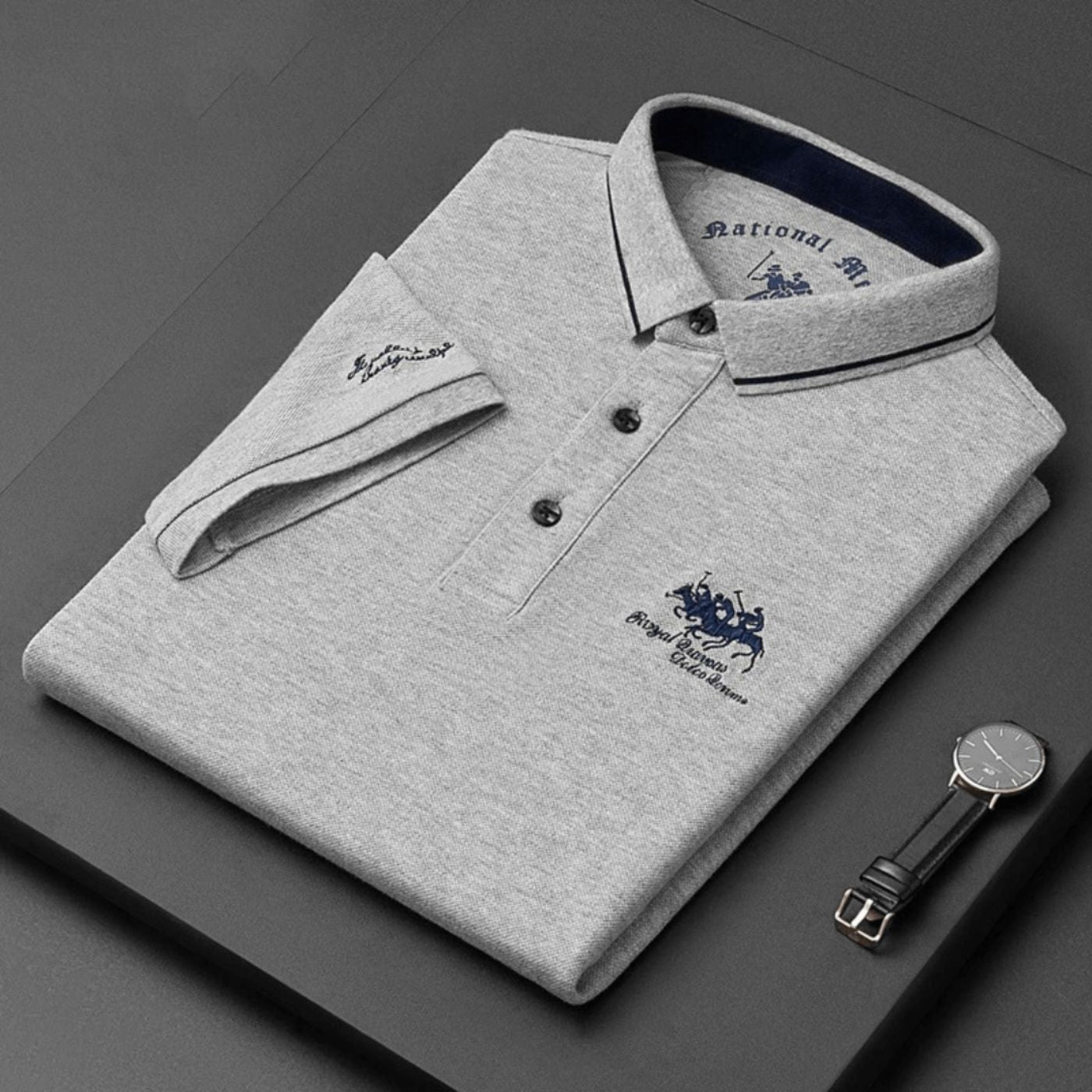 Men's Polo Shirt with Short Sleeves and Embroidered Chest Logo