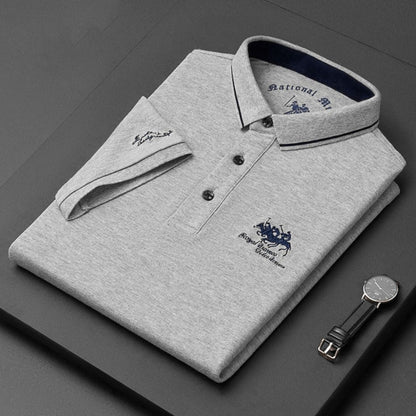 Men's Polo Shirt with Short Sleeves and Embroidered Chest Logo