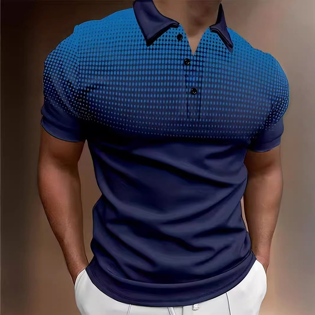 Men's Polo Shirt with Short Sleeves and Gradient Dot Print