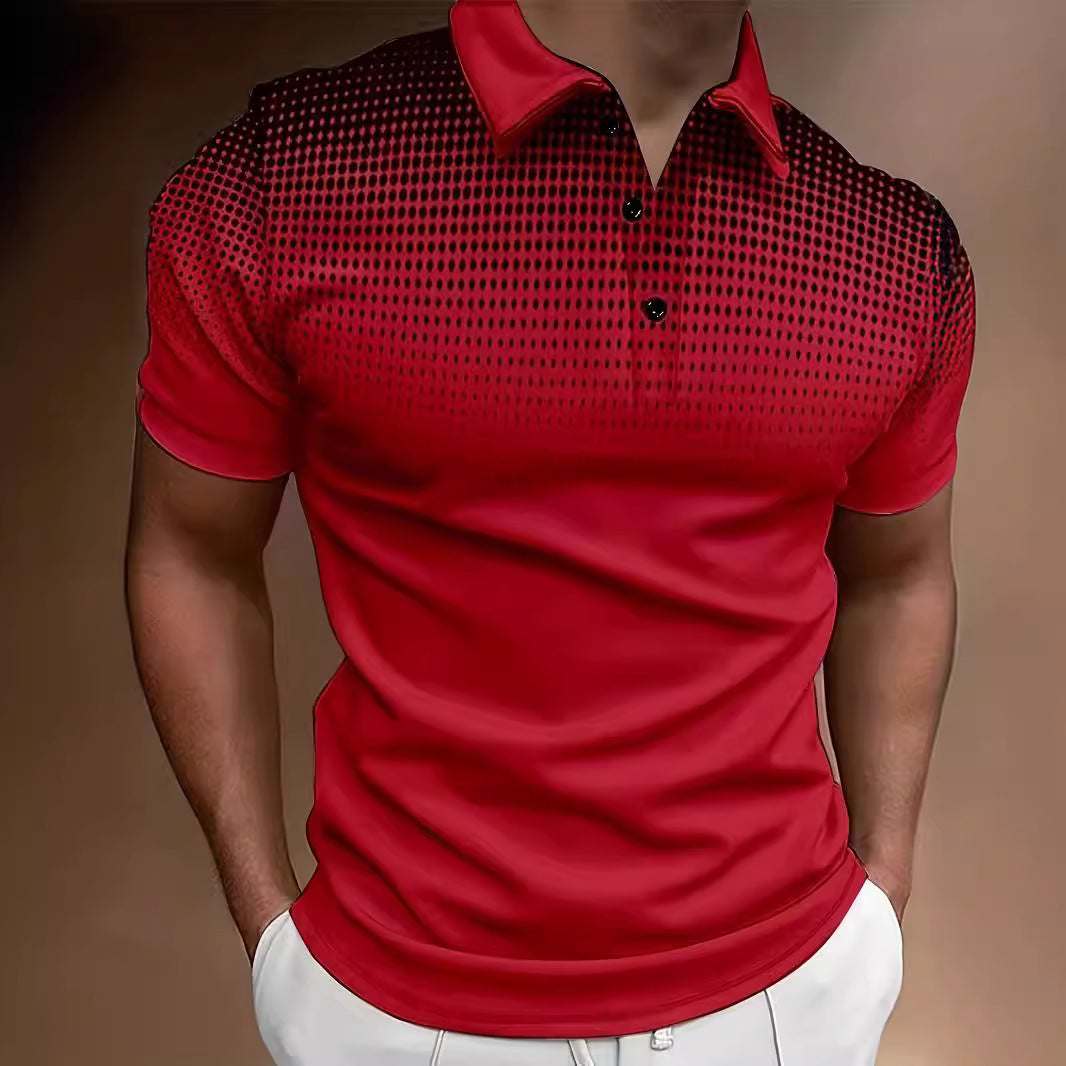 Men's Polo Shirt with Short Sleeves and Gradient Dot Print