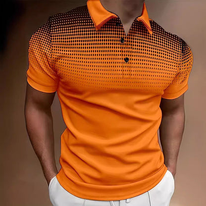 Men's Polo Shirt with Short Sleeves and Gradient Dot Print