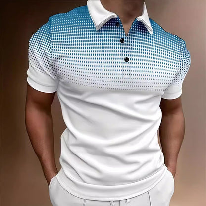 Men's Polo Shirt with Short Sleeves and Gradient Dot Print