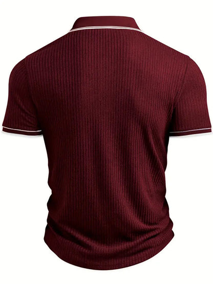 Men's Polo Shirt with Short Sleeves, Ribbed Texture and Contrast Tipping