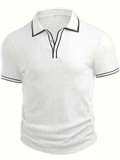 Men's Polo Shirt with Short Sleeves, Ribbed Texture and Contrast Tipping