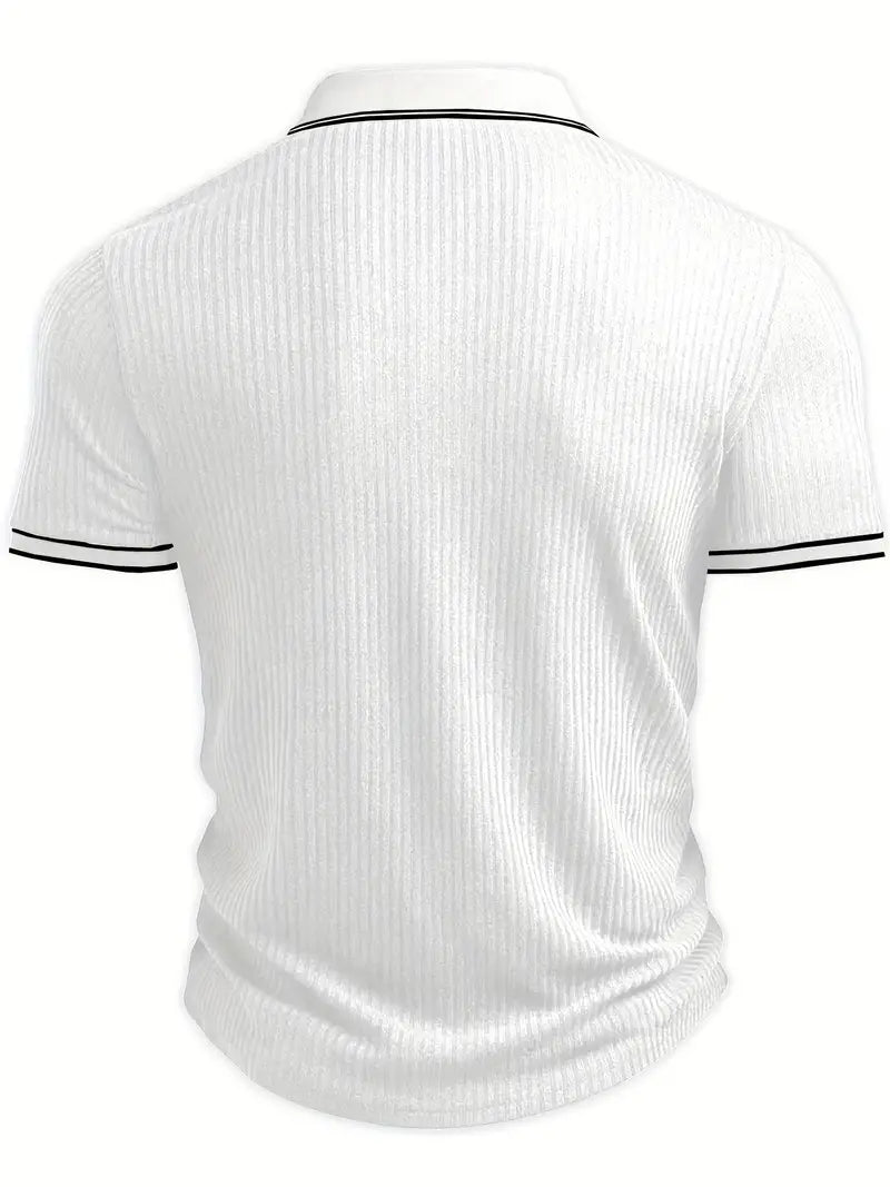 Men's Polo Shirt with Short Sleeves, Ribbed Texture and Contrast Tipping