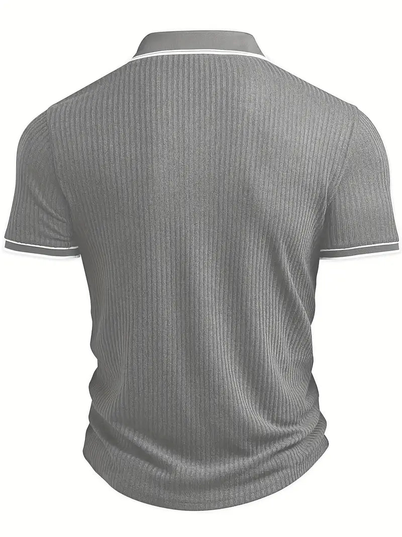 Men's Polo Shirt with Short Sleeves, Ribbed Texture and Contrast Tipping