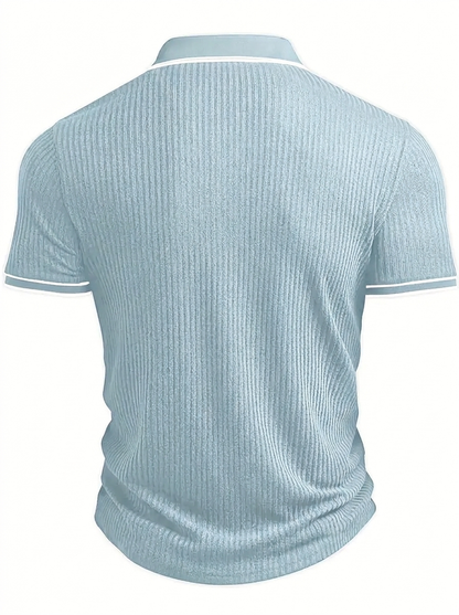 Men's Polo Shirt with Short Sleeves, Ribbed Texture and Contrast Tipping