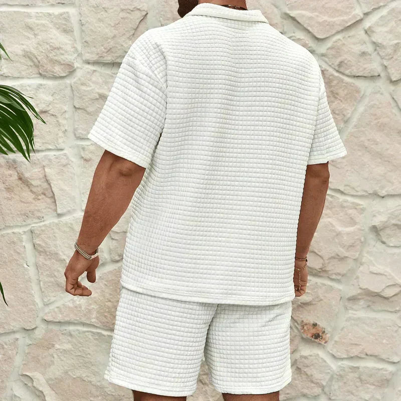 Men's Polo Short Sleeve Zip-Collar Co-Ord Set with Shorts