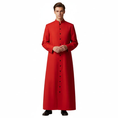 Men's Priest Cassock Robe Long Sleeve with Mandarin Collar and Button Closure