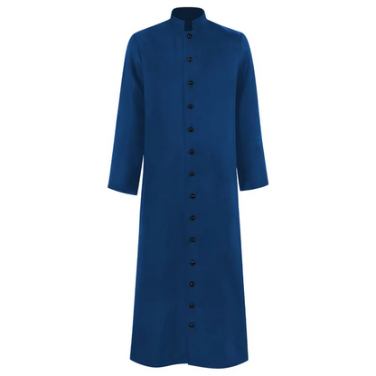 Men's Priest Cassock Robe Long Sleeve with Mandarin Collar and Button Closure