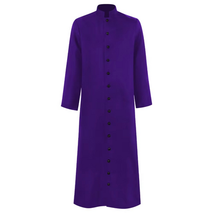 Men's Priest Cassock Robe Long Sleeve with Mandarin Collar and Button Closure