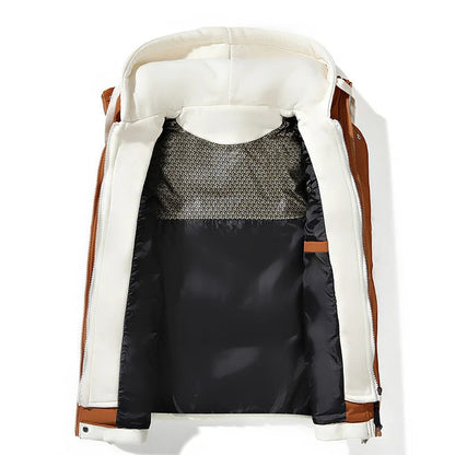 Men's Puffer Vest Sleeveless with Hood and Zip Closure
