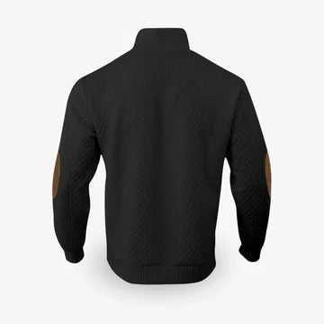 Men's Pullover Sweater with Stand Collar and Button Placket