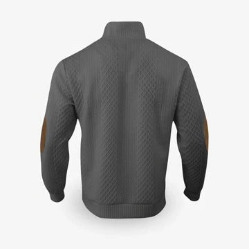 Men's Pullover Sweater with Stand Collar and Button Placket