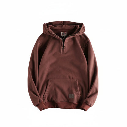 Men's Quarter-Zip Hoodie with Hood and Kangaroo Pocket