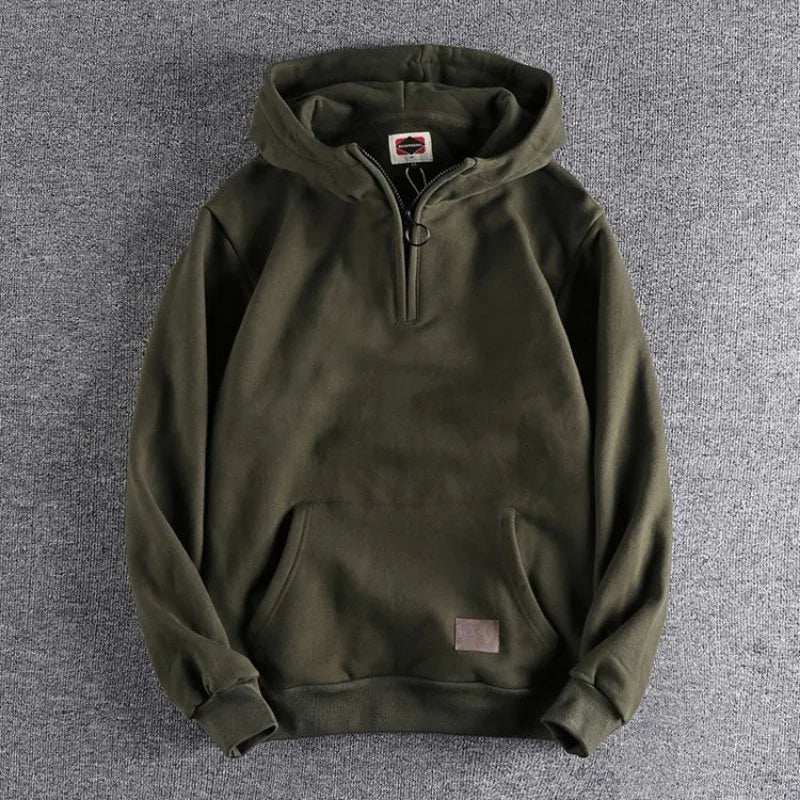 Men's Quarter-Zip Hoodie with Hood and Kangaroo Pocket