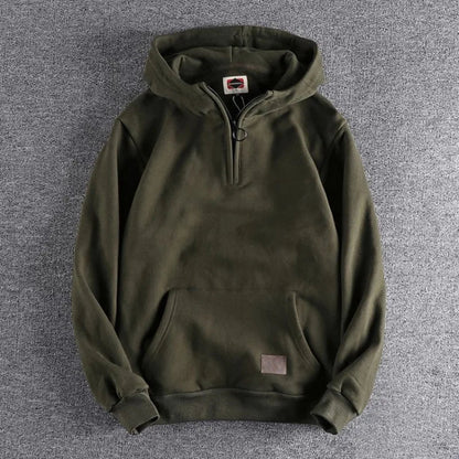 Men's Quarter-Zip Hoodie with Hood and Kangaroo Pocket