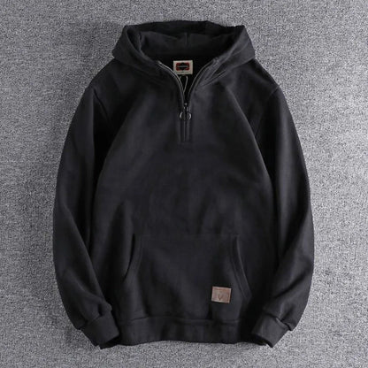 Men's Quarter-Zip Hoodie with Hood and Kangaroo Pocket