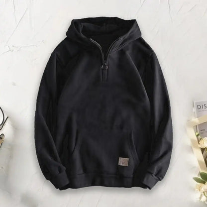 Men's Quarter-Zip Hoodie with Hood and Kangaroo Pocket