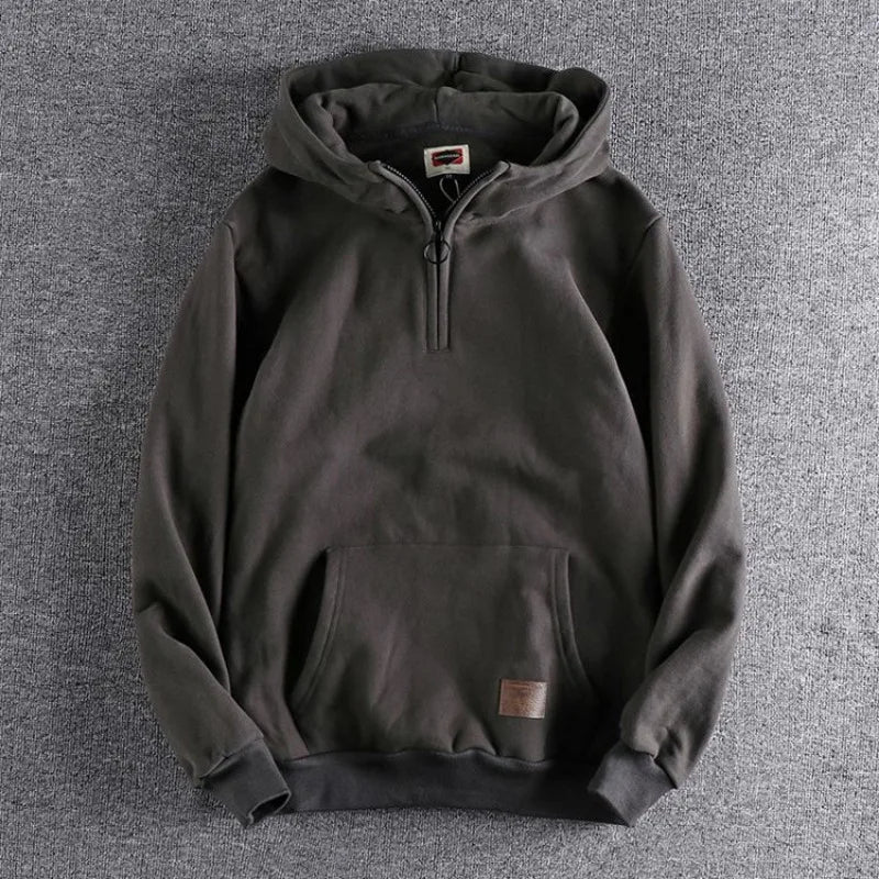 Men's Quarter-Zip Hoodie with Hood and Kangaroo Pocket