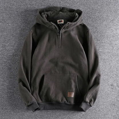 Men's Quarter-Zip Hoodie with Hood and Kangaroo Pocket