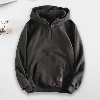 Men's Quarter-Zip Hoodie with Hood and Kangaroo Pocket