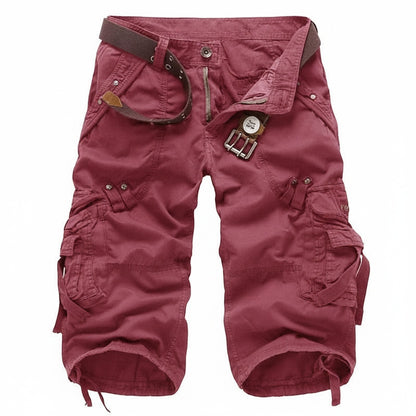Men's Relaxed Fit Cargo Shorts with Multi-Pocket Design and Belt