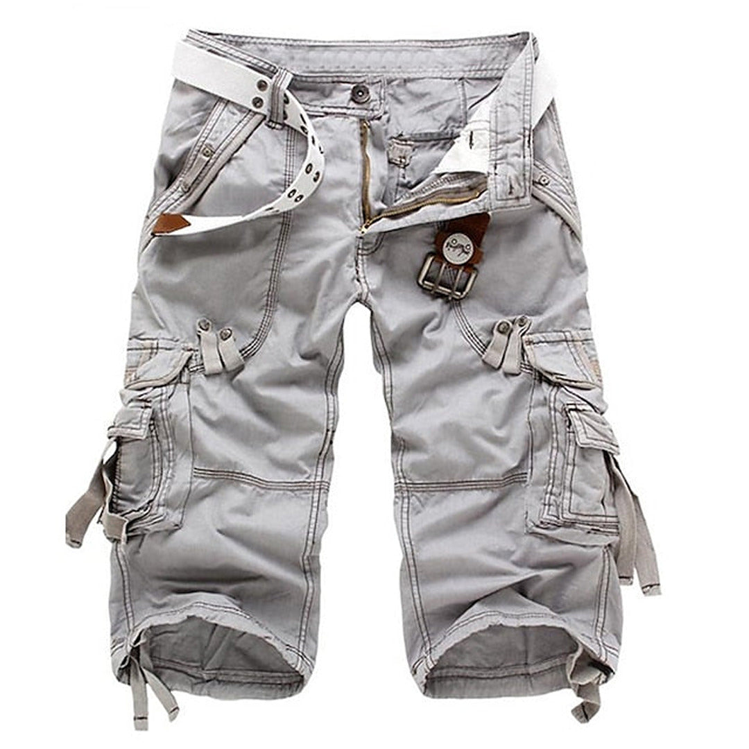 Men's Relaxed Fit Cargo Shorts with Multi-Pocket Design and Belt