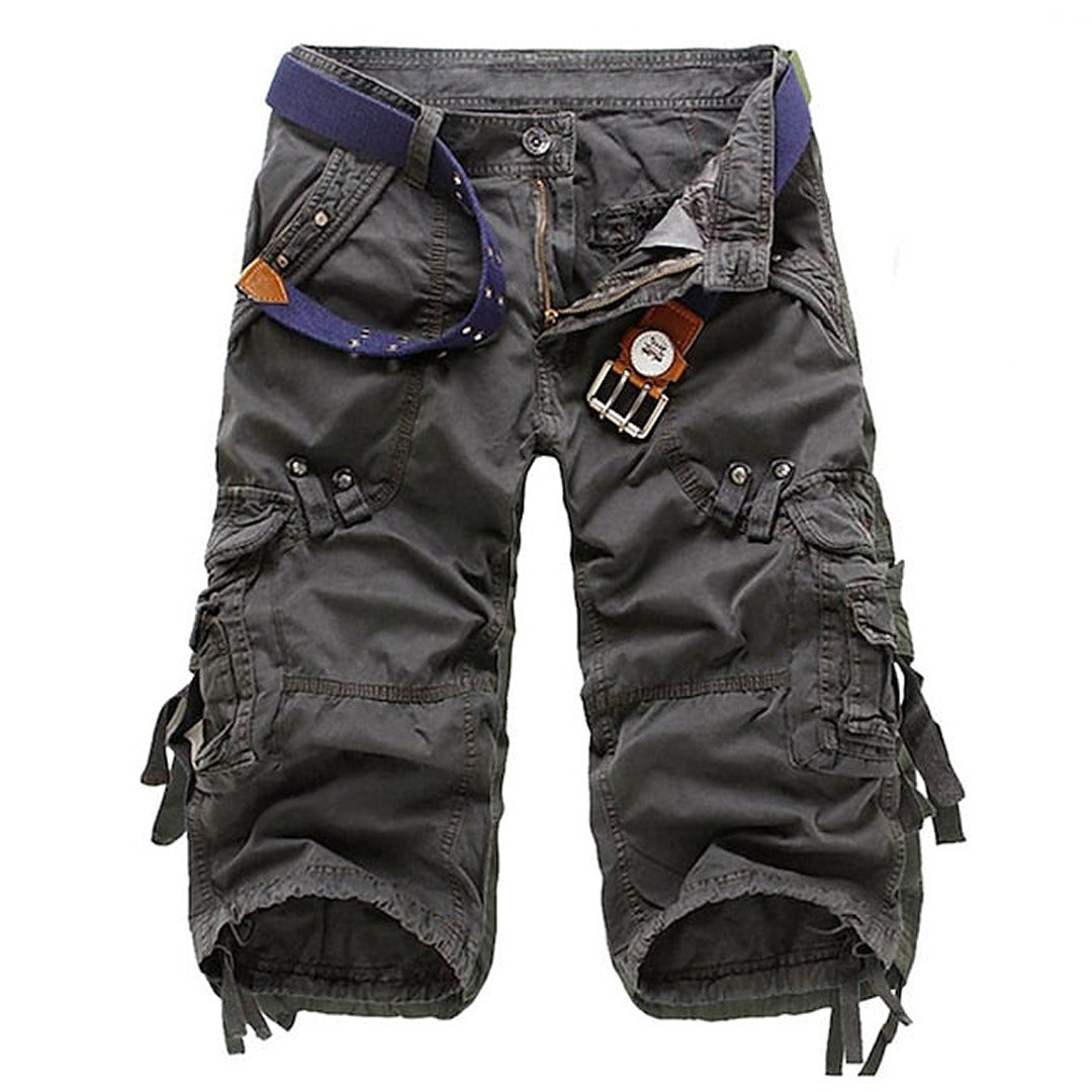 Men's Relaxed Fit Cargo Shorts with Multi-Pocket Design and Belt