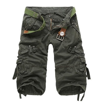 Men's Relaxed Fit Cargo Shorts with Multi-Pocket Design and Belt