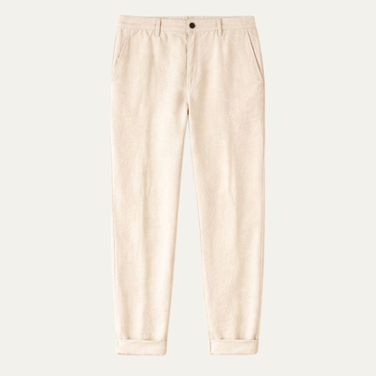Men's Relaxed Tapered Trousers with Cuffed Hem and Button Closure