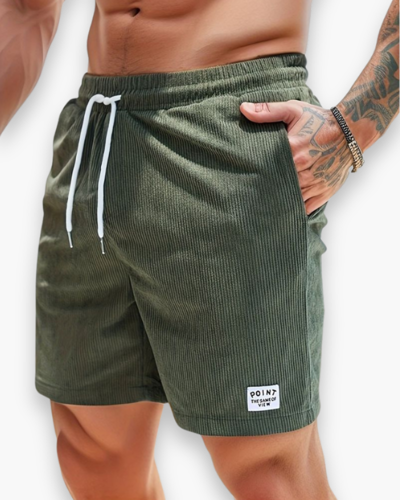 Men's Ribbed Shorts with Elastic Waistband and Side Pockets