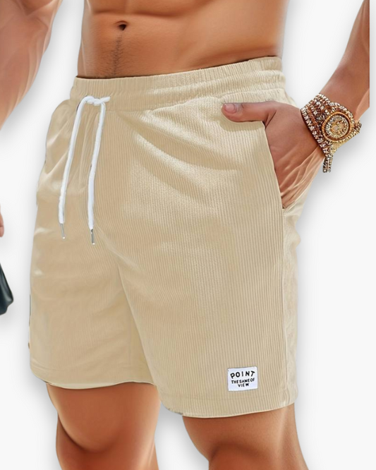 Men's Ribbed Shorts with Elastic Waistband and Side Pockets