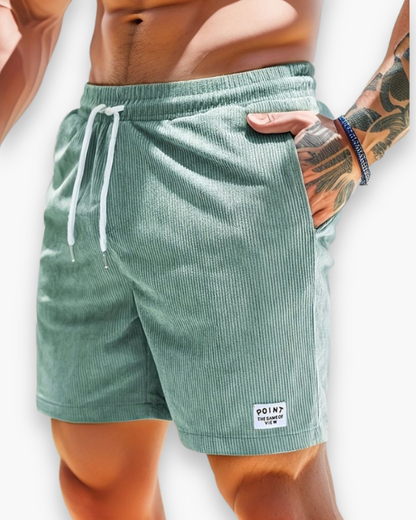 Men's Ribbed Shorts with Elastic Waistband and Side Pockets