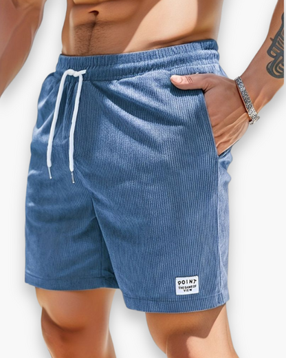Men's Ribbed Shorts with Elastic Waistband and Side Pockets