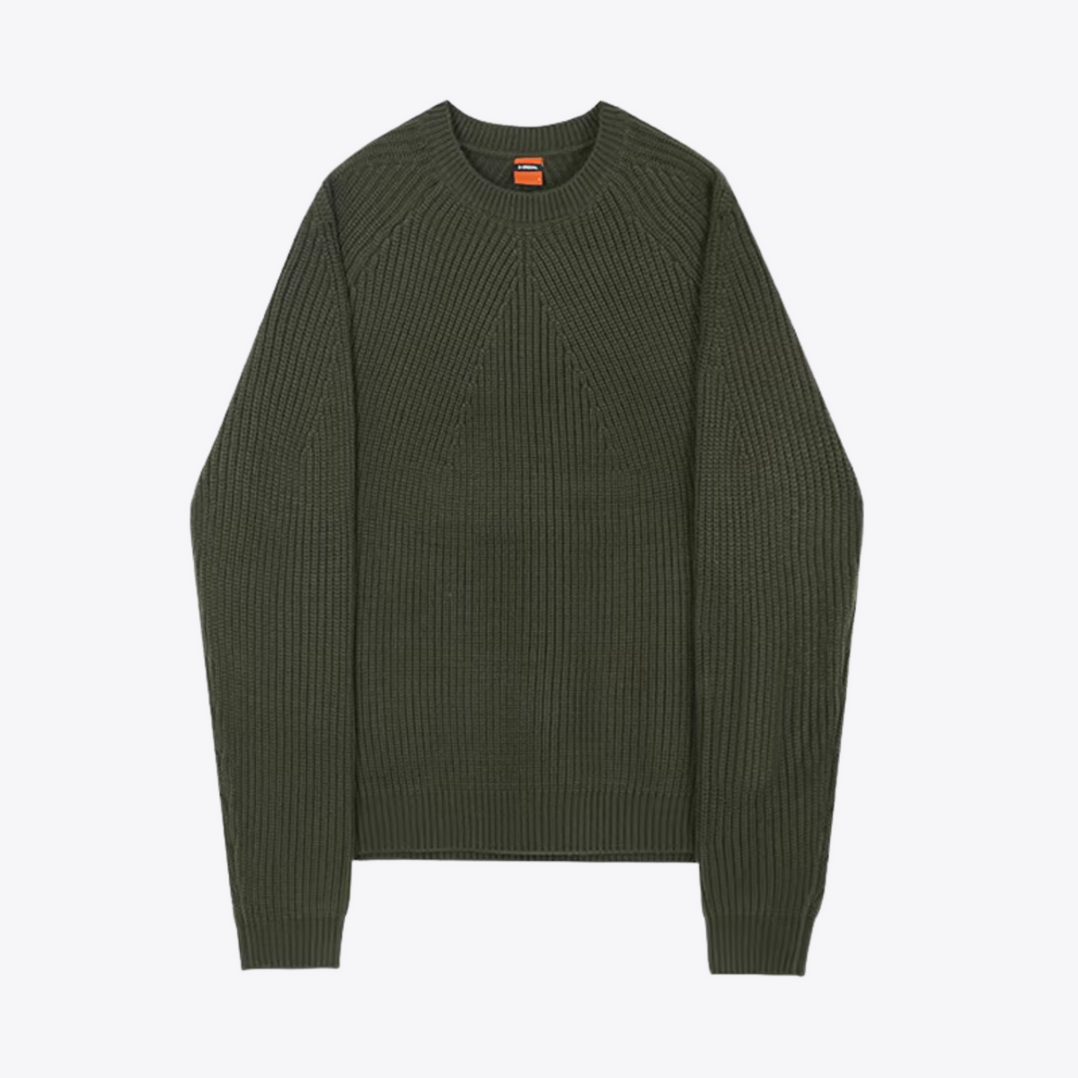 Men's Ribbed Sweater with Round Neck and Long Sleeves