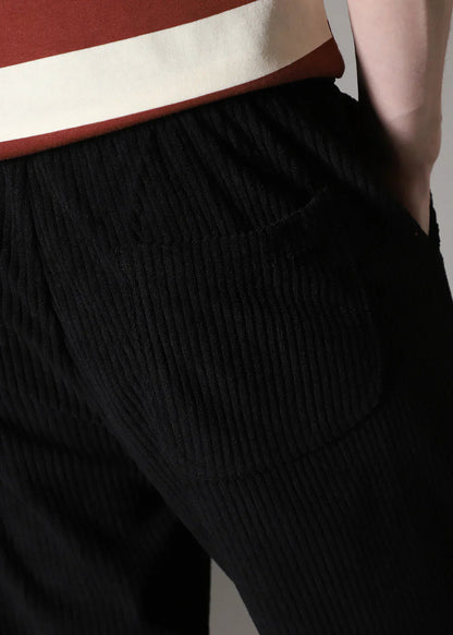 Men's Ribbed Wide-Leg Trousers with Drawstring Waist