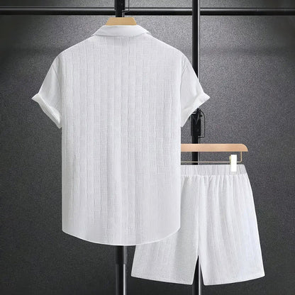 Men's Short Sleeve Button-Down Shirt and Shorts Co-ord Set