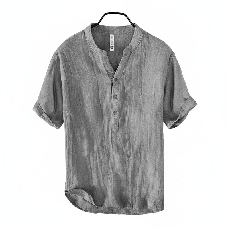 Men's Short Sleeve Henley Shirt with Relaxed Fit