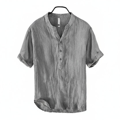 Men's Short Sleeve Henley Shirt with Relaxed Fit