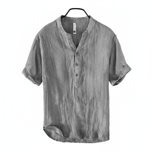 Men's Short Sleeve Henley Shirt with Relaxed Fit