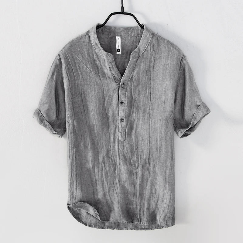 Men's Short Sleeve Henley Shirt with Relaxed Fit