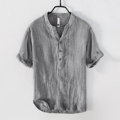 Men's Short Sleeve Henley Shirt with Relaxed Fit