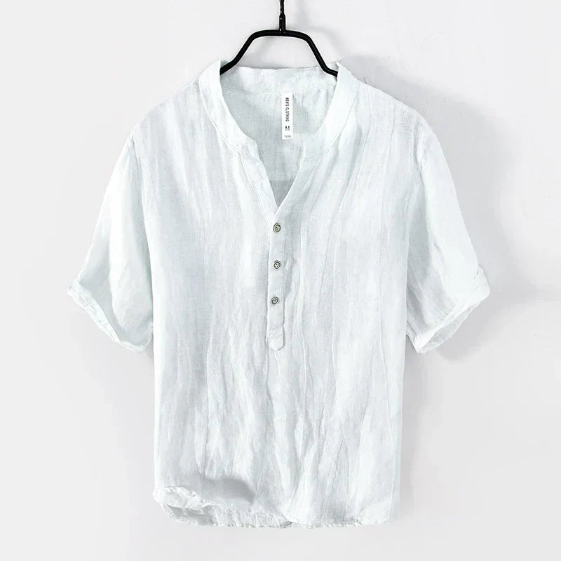 Men's Short Sleeve Henley Shirt with Relaxed Fit