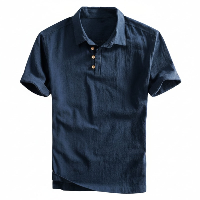 Men's Short Sleeve Polo Shirt with Classic Collar and Button Placket