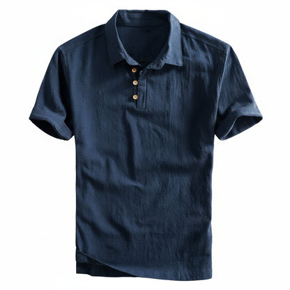 Men's Short Sleeve Polo Shirt with Classic Collar and Button Placket