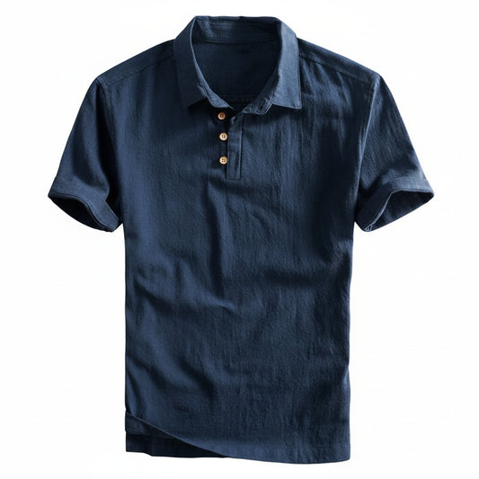 Men's Short Sleeve Polo Shirt with Classic Collar and Button Placket