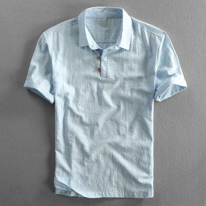Men's Short Sleeve Polo Shirt with Classic Collar and Button Placket