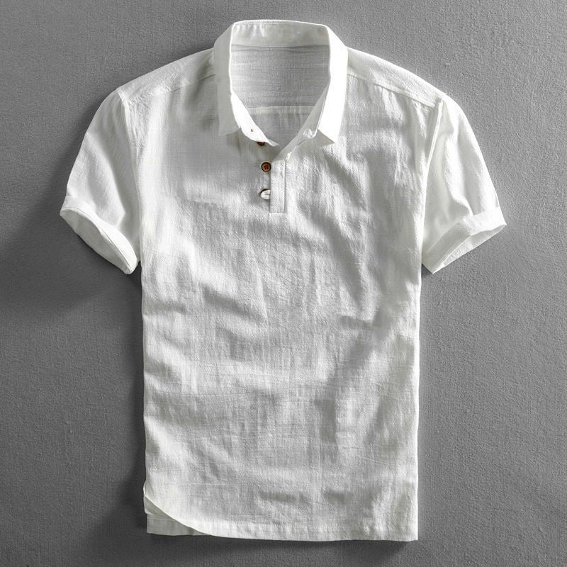 Men's Short Sleeve Polo Shirt with Classic Collar and Button Placket