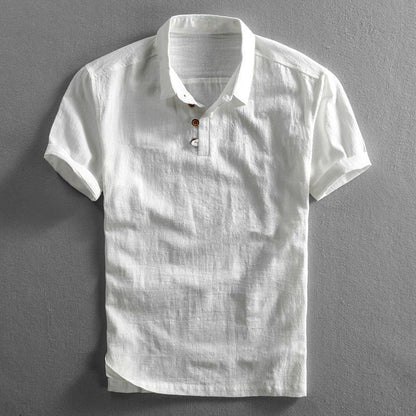 Men's Short Sleeve Polo Shirt with Classic Collar and Button Placket